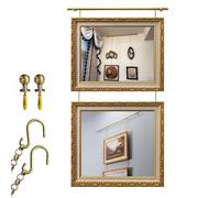 Kit per appendere quadri in ottone - Binario artistico in metallo da 230 cm per decorazione da parete, asta ideale per esposizione foto su cemento e uso interno, perfetto per opere d'arte incorniciate