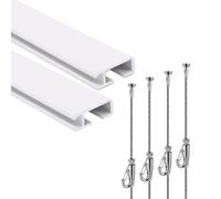Kit per appendere quadri, kit di guide a scatto in acciaio inox, corda metallica regolabile per appendere quadri, binario X2, corda metallica più gancio X4 con accessori di installazione