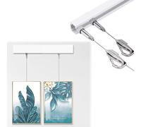 Kit per Appendere Quadri Kit per Appendere Cornici a Soffitto, Bianco, Strumento per Appendere Quadri in Filo di Alluminio, Binario per Esposizione di Foto(36in/91cm Rail,20in/50cm Cable)