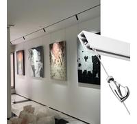 Kit per appendere quadri regolabile con corda metallica e ganci, ganci invisibili, per mostre in galleria, set completo di ferramenta per appendere cornici fino a 2 m