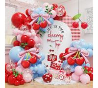 Kit per arco con ghirlanda di palloncini a forma di ciliegia, palloncini blu rosa rossi con fiocco rosa rosso ciliegia palloncini per feste di compleanno She's The Cherry On Top Baby Shower Matrimonio
