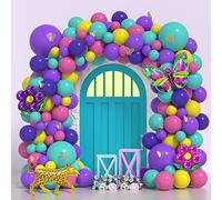 Kit per arco con ghirlanda di palloncini, viola, blu, giallo, rosa, set di palloncini con fiori a farfalla, tema arcobaleno per ragazze, donne, compleanno, baby shower, decorazioni per feste di nozze