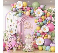 Kit per arco di palloncini a forma di fiore, 136 pezzi, con palloncini a forma di fiore viola pastello verde salvia rosa polveroso per baby shower decorazioni per feste di compleanno