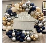 Kit per arco di palloncini blu navy da 147 pezzi, con palloncini blu, oro e argento, per feste di compleanno, baby shower, matrimoni, lauree, anniversari, feste a tema spazio