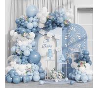 Kit per arco di palloncini blu polveroso, 143 palloncini blu e bianchi, per baby shower, rivelazione di genere, compleanni, feste nuziali, decorazioni per matrimoni (bianco e blu)