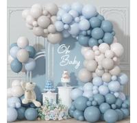 Kit per arco di palloncini blu polveroso, Haze blu pastello sabbia bianco beige kit arco palloncino per ragazzi baby shower genere rivelare compleanno fidanzamento matrimonio addio al nubilato