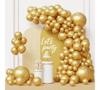Kit per arco di palloncini dorati, 105 palloncini metallizzati, ghirlanda dorata con 45,7 cm, 30,5 cm, diverse dimensioni, palloncini cromati dorati, per ballo di fine anno 2026, laurea, boho