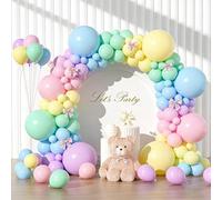 Kit per arco di palloncini pastello, 138 palloncini in lattice arcobaleno macaron, diverse dimensioni 45,7 cm, 30,5 cm, per ghirlanda, baby shower, feste di compleanno, rivelazione di genere (pastello