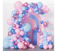 Kit per arco di palloncini rosa e blu, 129 palloncini blu e rosa da 30 cm, diverse dimensioni, palloncini per rivelare il sesso per ragazzo o ragazza, decorazioni per rivelare il genere, feste di