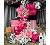 Kit per arco di palloncini rosa, set di palloncini a forma di mucca rosa, decorazioni per feste a tema mucca, arco di palloncini rosa con palloncini in lattice stampati a mucca, ghirlanda di