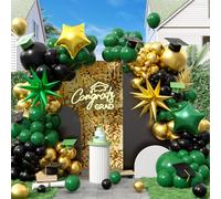 Kit per arco di palloncini verde nero oro verde scuro nero oro ghirlanda di palloncini di laurea con palloncini in lamina a stella el 2026 Congratulazioni Grad decorazioni per feste per
