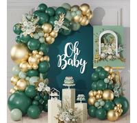 Kit per arco di palloncini verde scuro e oro, 119 pezzi, kit di ghirlande di palloncini verdi e oro con palloncini verde salvia, arco di palloncini verde smeraldo per baby shower, decorazione per