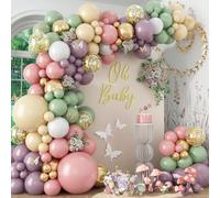 Kit per arco di palloncini verde, viola, rosa, verde salvia polverosa, rosa, nude, lavanda, viola, oro, lattice, palloncini in hulium, per compleanno, baby shower, matrimoni, decorazioni per feste