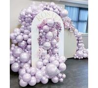 Kit per arco di palloncini viola per feste, palloncini a doppia imbottitura da 45,7/30/12,7 cm, viola perla e lavanda chiara, decorazione perfetta per compleanni, addio al nubilato, feste di nozze