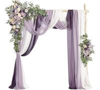 Kit per arco floreale vintage (confezione da 5) 2 composizioni di rose artificiali con 3 pezzi di tessuto drappeggiato per decorazione di cerimonie e ricevimenti