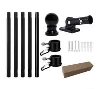Kit per asta portabandiera da parete per esterni, con staffa di sicurezza e doppi passanti per mantenere le bandiere piatte e visibili in caso di vento, colore: nero
