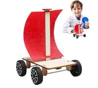 Kit per auto in legno alimentato a, 9,5 x 9 x 12,5 cm, kit per costruire un'auto, modello Kitt alimentato a vela | Progetti di costruzione automatica e attrezzature di apprendimento sperimentale