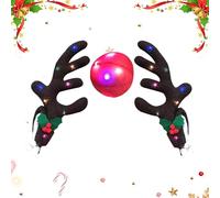 Kit per auto renna di Natale - Costume per veicolo, Set di luci a LED | Ornamento automatico festivo per il camion SUV Specchio Tetto Porta Venture Vacanze Decorazione esterna