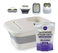 Kit per bagnoschiuma e massaggio per piedi, vasca da bagno pieghevole, bacino portatile per massaggi e sali di eucalipto Epsom (lavanda)