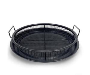 Kit per barbecue rotondo per cucinare all'aperto, in acciaio inox, diametro 33 cm, per cestino da 30 cm, altezza 8 cm, nero o bianco (nero)