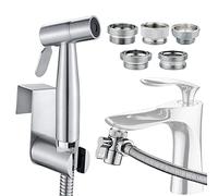 Kit per bidet con spruzzatore per WC, in acciaio inox, kit per doccia musulmana e spruzzatore per pannolini per bambini, con splitter per rubinetto, tubo flessibile e gancio per WC o montaggio a