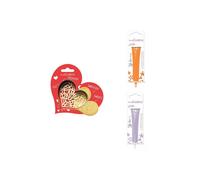 Kit per biscotti in rilievo Cuore + 2 Pennarelli al cioccolato arancione e lilla