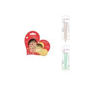 Kit per biscotti in rilievo Cuore + 2 Pennarelli al cioccolato bianco e verde acqua