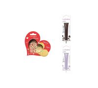 Kit per biscotti in rilievo Cuore + 2 Pennarelli al cioccolato marrone e lilla