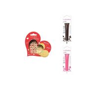 Kit per biscotti in rilievo Cuore + 2 penne al cioccolato marrone e fuchsia