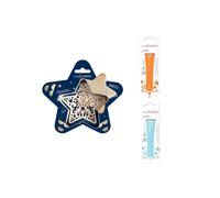 Kit per biscotti in rilievo Stella + 2 Pennarelli al cioccolato arancione e blu pastello