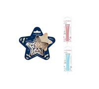 Kit per biscotti in rilievo Stella + 2 Penne al cioccolato rosa pastello e blu pastello