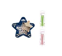 Kit per biscotti in rilievo Stella + 2 penne al cioccolato verde chiaro e rosa pastello