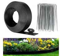 Kit per bordi da giardino da 10,2 m, 7,6 cm, con 60 picchetti in metallo, bordo in plastica per paesaggistica, bordo flessibile per prato senza attrezzi, per aiuole, cortili, alberi, erba, sentieri