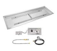 Kit per braciere a gas rettangolare da 91,4 x 30,5 cm, set completo fai da te con tutti gli accessori | 150.000 BTU ad alta potenza per patio esterno e cortile