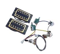 Kit per cablaggio per chitarra Pickup Humbucker Con Cablaggio Pro Silver Cover 1 Set Chitarra Elettrica LP Standard N E B Alnico(Black gold Black)