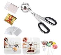 Kit per cake pop, stampo per cake pop, con 100 sacchetti per cake pop, 100 fascette girevoli, 100 bastoncini per cake pop, lecca-lecca, caramelle, cioccolatini e biscotti (nero, L)