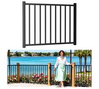 Kit per cancello in alluminio da 1,2 m per ringhiera da 91,4 cm, cancello esterno regolabile con finitura nera a polvere, facile installazione fai da te per ponti, terrazze, portici e cortili (senza