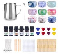 Kit per Candele Fai da Te Fabbricazione ,Kit per Fabbricazione Candele Principianti ,Kit Per La Creazione Di Candele con 480g di Cera, 9 Barattoli , 8 Coloranti, 6 Oli Essenziali e Tutti Gli Accessori