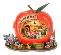 Kit per casa delle bambole in legno, decorazione creativa per mensole, kit fai da te con illuminazione a LED, modello 3D, regali creativi per amici e parenti (mela)