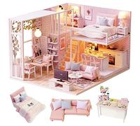 Kit per casa delle bambole in legno fai da te, realizzato a mano, in miniatura, modello di stanza e mobili