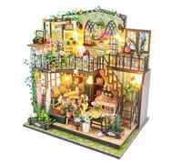 Kit per casa in miniatura per adulti, mini edificio di case, kit fai da te in miniatura per adulti, kit mini casa delle bambole in legno per compleanno Natale, Darcy Flower House