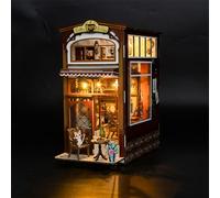 Kit per casa in miniatura per adulti, mini edificio di case, kit fai da te in miniatura per adulti, mini casa delle bambole in legno per compleanno, Natale, caffetteria