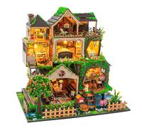 Kit per casa in miniatura per adulti, mini edificio di case, kit fai da te in miniatura per adulti, mini casa delle bambole in legno per compleanno, Natale, foresta delle fate