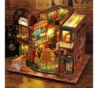 Kit per casa in miniatura per adulti, mini kit di costruzione di case con luce LED, kit fai da te in miniatura per adulti, mini casa delle bambole in legno per compleanno Natale, ES010