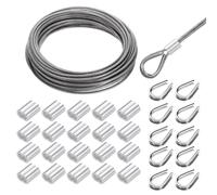 Kit per Cavo Acciaio Inox 49FT 1/8" con Manicotto e Boccola Argento
