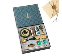 Kit per ceralacca, per ceralacca - con sigillo di ceralacca per matrimonio | Set completo di sigilli antincendio, set di timbri per sigillare lettere con cucchiaio scalda perline