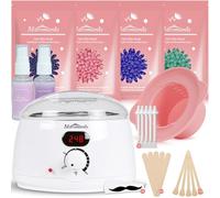 Kit per ceretta - Macchina scalda cera digitale per depilazione con 4 confezioni di perline di cera dura e vasetto in silicone per tutto il corpo, gambe, viso, sopracciglia, bikini, kit brasiliano a