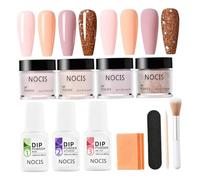 Kit per chiodo in polvere di immersione, kit in polvere per immersione per unghie a 4 colori per arte salone fai -da -te, finitura lucida o glassata con attivatore di base per top coat come regali pe