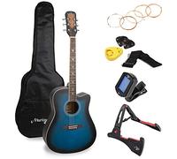 Kit per chitarra acustica di Martin Smith Premium con sintonizzatore per chitarra, borsa per chitarra, supporto per chitarra, corde per chitarra, Plactrums & Holder - Blue