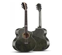 Kit per chitarra acustica per principianti, 101,6 cm, chitarra acustica a spalla mancante, per adulti e adolescenti, con custodia, accordatore, cinghia, corde, plettri, capotasto (grigio)